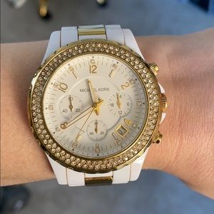 Michael Kors White and Gold Watch